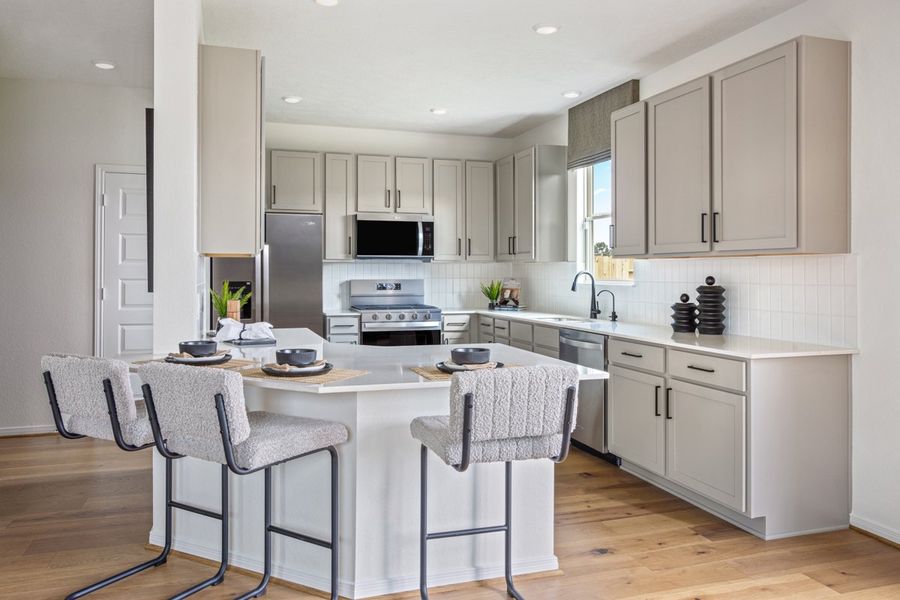 Representative furnished interior of a home built from the 1908 Modeled by KB Home in Sagecrest Trails, Conroe (Image 5).
