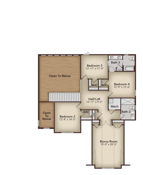 2D floor plan layout for the Mirador by GW Homes in Laureate Village, Newberry, FL (Image 3).