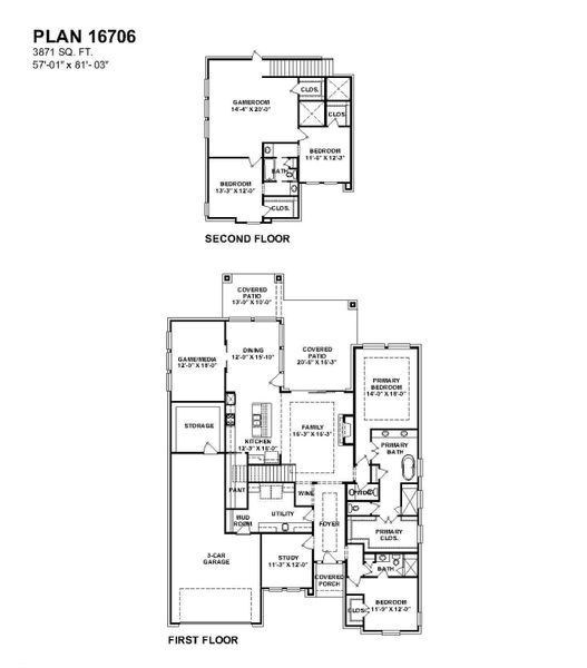 2D floor plan layout of this home in The Park and The Reserve, Fulshear, TX (Image 4).