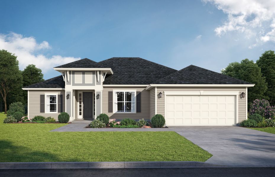 Representative exterior photo of a completed home built from the Clairmont by SEDA New Homes in Sandy Ridge, Yulee, FL (Image 2). Representative exterior photo of a completed home built from the Clairmont by SEDA New Homes in Sandy Ridge, Yulee, FL (Image 2).