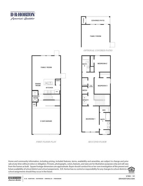 2D floor plan layout for the Daisy by D.R. Horton in Mansfield Estates, Houston, TX (Image 1).