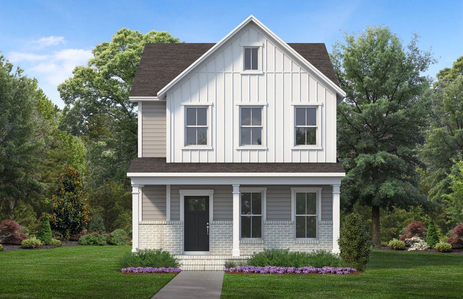 Front exterior of a new home in Mailman Post, Knightdale, NC, highlighting curb appeal (Image 1). Front exterior of a new home in Mailman Post, Knightdale, NC, highlighting curb appeal (Image 1).