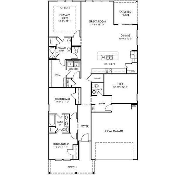 2D floor plan layout of this home in Brighton Springs, York, SC (Image 2). 2D floor plan layout of this home in Brighton Springs, York, SC (Image 2).
