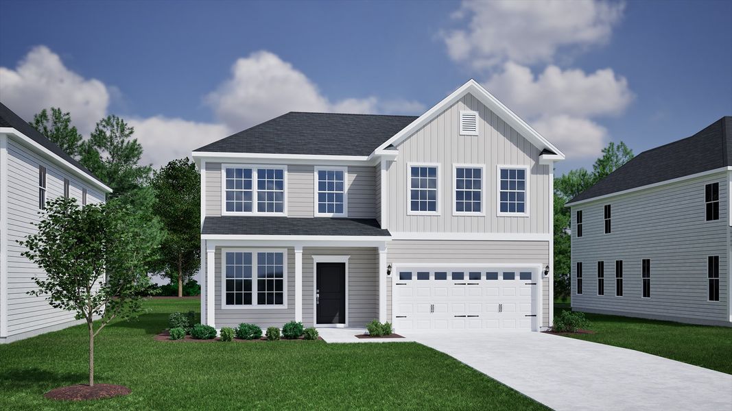 Representative exterior photo of a completed home built from the Cooper - Vanguard Collection by Mungo Homes in Scotts Hill Village, Wilmington, NC (Image 9).