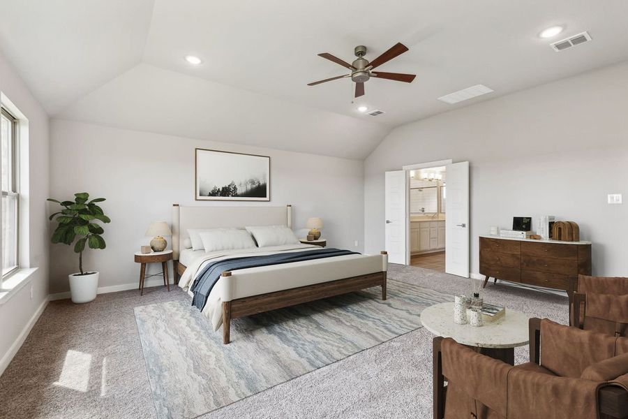 Primary Suite in the Bowie home plan by Trophy Signature Homes – REPRESENTATIVE PHOTO Primary Suite in the Bowie home plan by Trophy Signature Homes – REPRESENTATIVE PHOTO