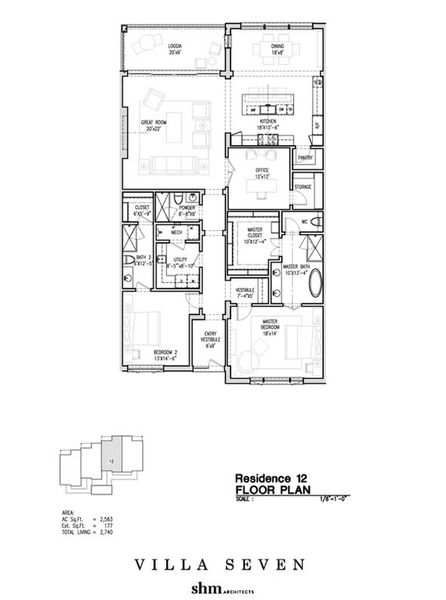 2D floor plan layout for the Villa 7 - 12 by Savannah Developers in The Residences, Irving, TX (Image 1).
