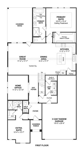 2D floor plan layout for the Tuscaloosa by K. Hovnanian® Homes in Kingdom Heights, Rosenberg, TX (Image 3). 2D floor plan layout for the Tuscaloosa by K. Hovnanian® Homes in Kingdom Heights, Rosenberg, TX (Image 3).