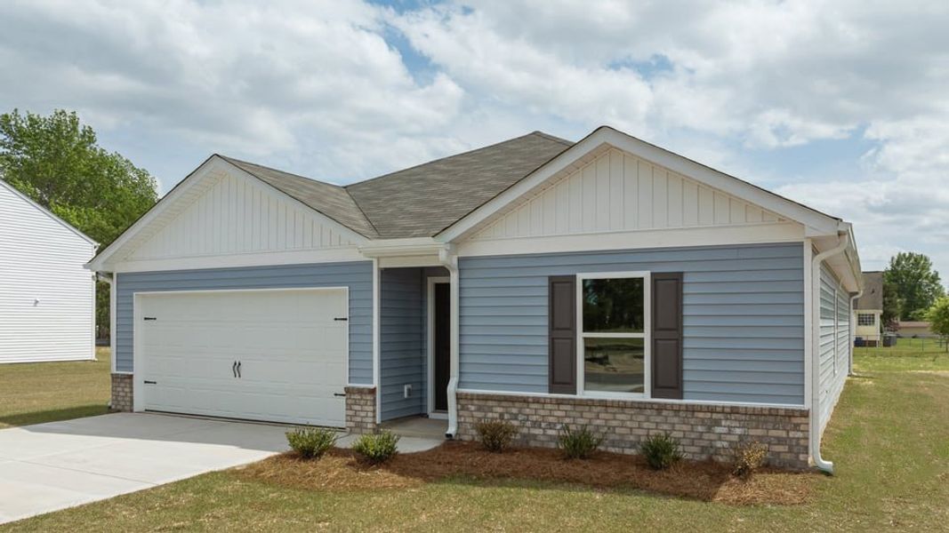Front exterior of a new home in Collett Farm, Trinity, NC, highlighting curb appeal (Image 2). Front exterior of a new home in Collett Farm, Trinity, NC, highlighting curb appeal (Image 2).