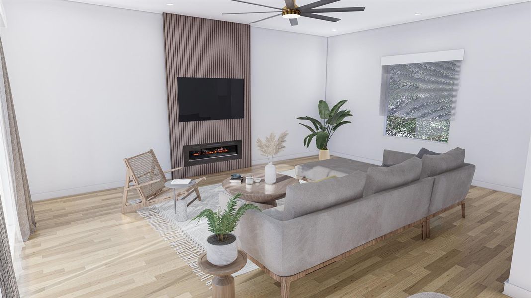 This is an inspirational virtual rendering of the living room - finishes are subject to change without notice.