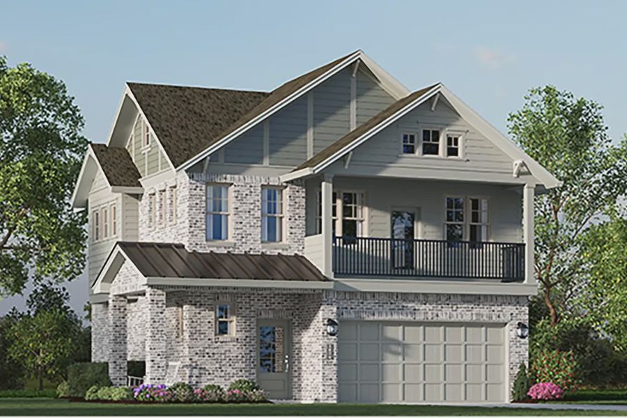 Representative exterior photo of a completed home built from the Storybrooke by Chesmar Homes in Elyson Courtyard Collection, Katy, TX (Image 9).