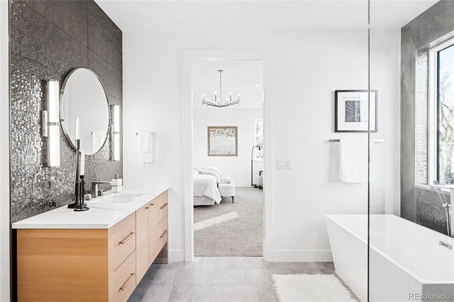 Separate vanities and natural light