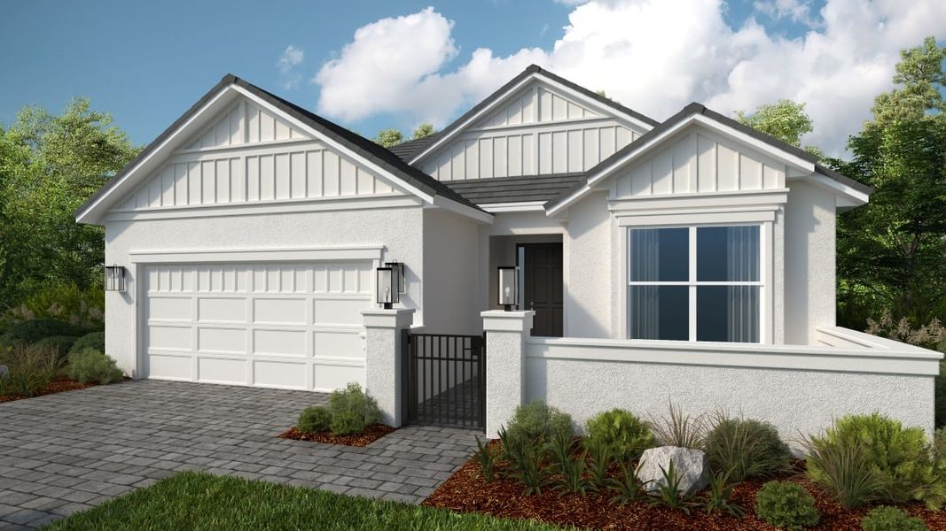 Representative exterior photo of a completed home built from the Lazio II by Taylor Morrison in Esplanade at McKinnon Groves, Winter Garden, FL (Image 2).