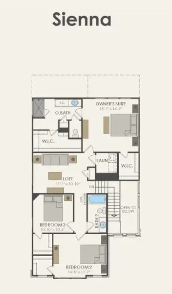 Pulte Homes, Sienna/W floor plan second floor