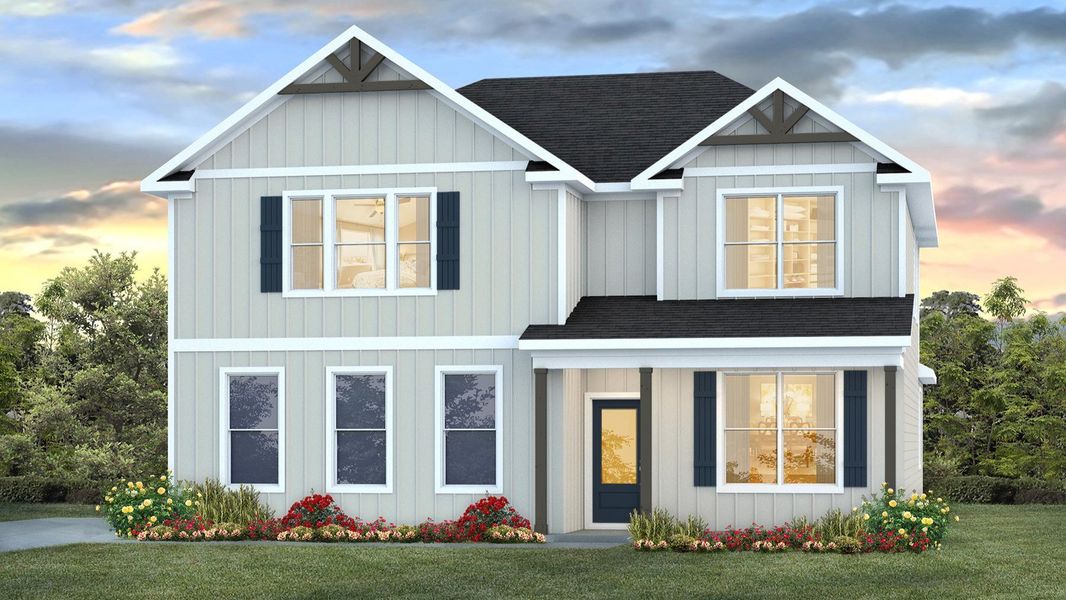 Representative exterior photo of a completed home built from the The Embry by D.R. Horton in Pine Dove Estates, Tallahassee, FL (Image 1). Representative exterior photo of a completed home built from the The Embry by D.R. Horton in Pine Dove Estates, Tallahassee, FL (Image 1).