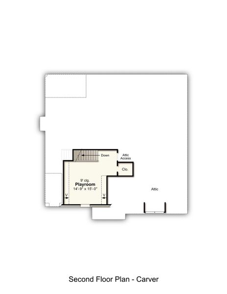 2D floor plan layout for the Carver by Grant & Co in Twin Oaks, Oakland, TN (Image 4).