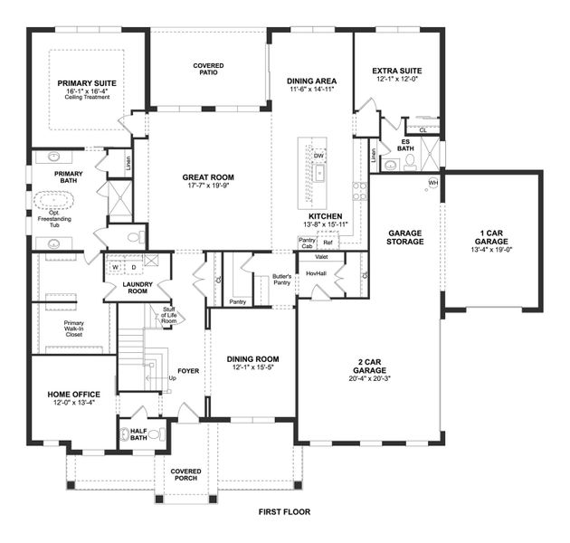 2D floor plan layout for the Montpelier by K. Hovnanian® Homes in Preserve at Deer Lakes, Sanford, FL (Image 3). 2D floor plan layout for the Montpelier by K. Hovnanian® Homes in Preserve at Deer Lakes, Sanford, FL (Image 3).