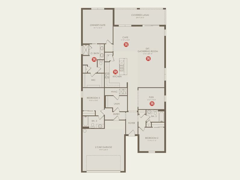 2D floor plan layout for the Medina by Centex in The Strand at Cedar Grove, North Port, FL (Image 5).