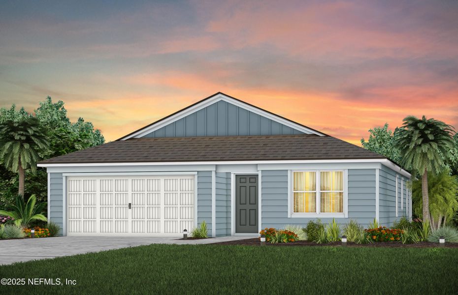 Front exterior of a new home in Wells Landing, Jacksonville, FL, highlighting curb appeal (Image 1). Front exterior of a new home in Wells Landing, Jacksonville, FL, highlighting curb appeal (Image 1).