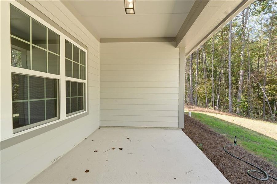 Exterior details and patio area of a home in , Gray (Image 33).