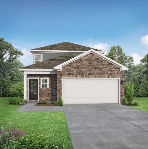 Front exterior of a new home in Windmill Estates, Magnolia, TX, highlighting curb appeal (Image 1). Front exterior of a new home in Windmill Estates, Magnolia, TX, highlighting curb appeal (Image 1).