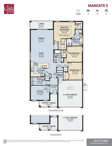 2D floor plan layout for the Margate II by Park Square Residential in The Sanctuary at Seaire, Parrish, FL (Image 3). 2D floor plan layout for the Margate II by Park Square Residential in The Sanctuary at Seaire, Parrish, FL (Image 3).