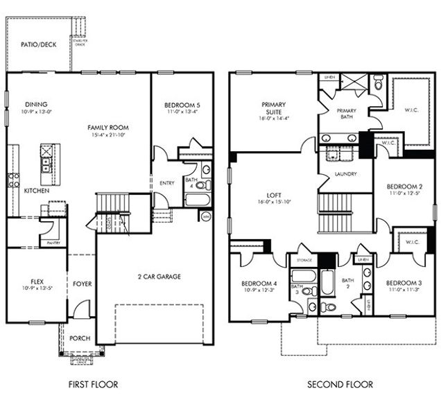 2D floor plan layout for the Johnson by Meritage Homes in Greystone - Legacy Series, Smyrna, TN (Image 3).