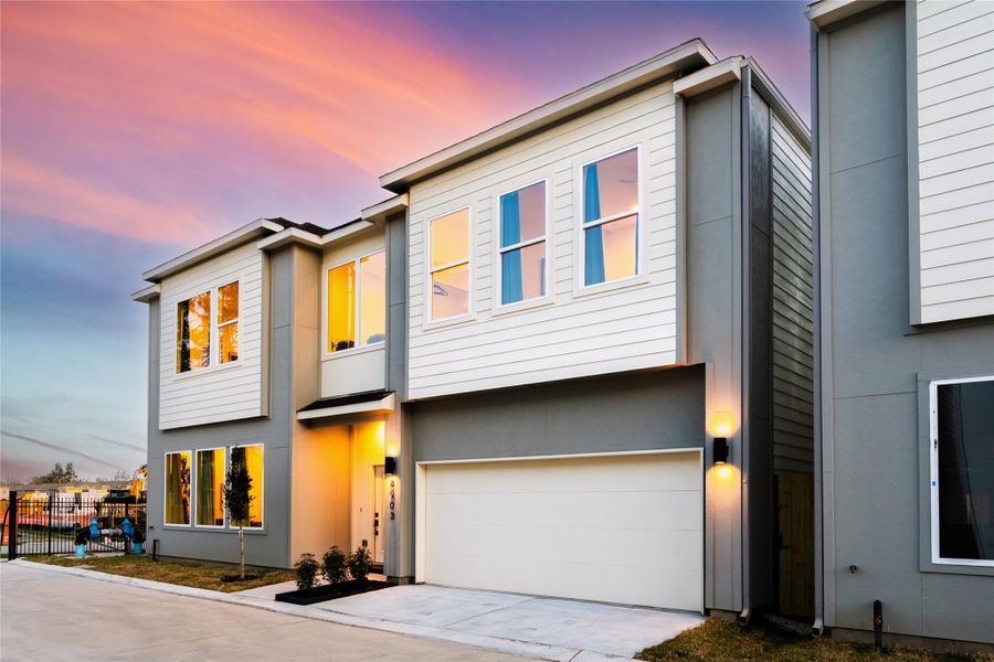 Front exterior of a new home in , Houston, TX, highlighting curb appeal (Image 1). Front exterior of a new home in , Houston, TX, highlighting curb appeal (Image 1).