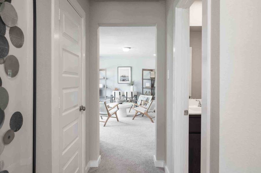 Furnished interior view inside a new home in The Ridge at Mason Woods, Cypress (Image 19). Furnished interior view inside a new home in The Ridge at Mason Woods, Cypress (Image 19).