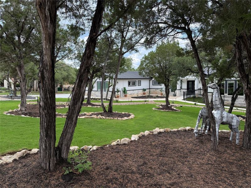 View of yard underground sprinkler system