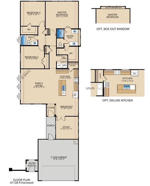 2D floor plan layout for the Harwood by Pacesetter Homes in Keeneland, Aubrey, TX (Image 4).