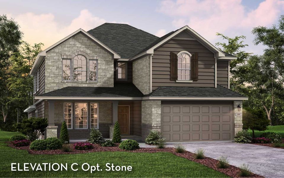 Representative exterior photo of a completed home built from the Snowmass by CastleRock Communities in Megan's Landing, Castroville, TX (Image 21).