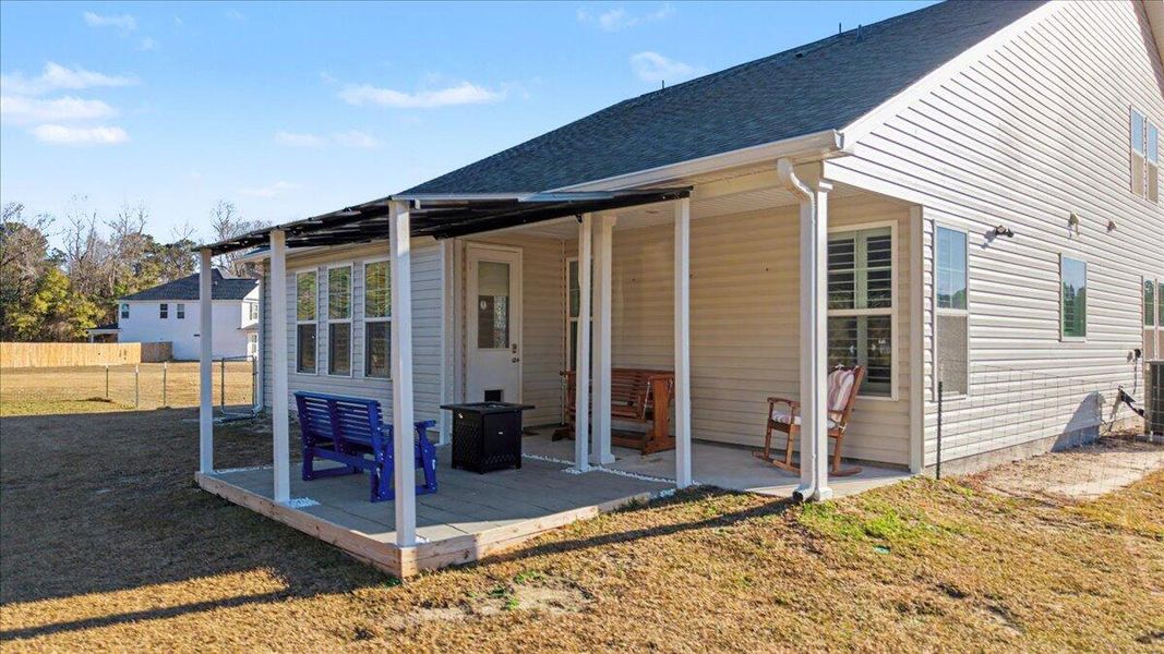 Exterior details and patio area of a home in , Harleyville (Image 38).