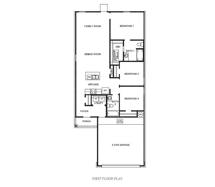 2D floor plan layout for the Barton by D.R. Horton in Waldron Estates, Corpus Christi, TX (Image 3).