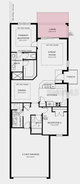 2D floor plan layout of this home in The Cove at West Port, Port Charlotte, FL (Image 4).