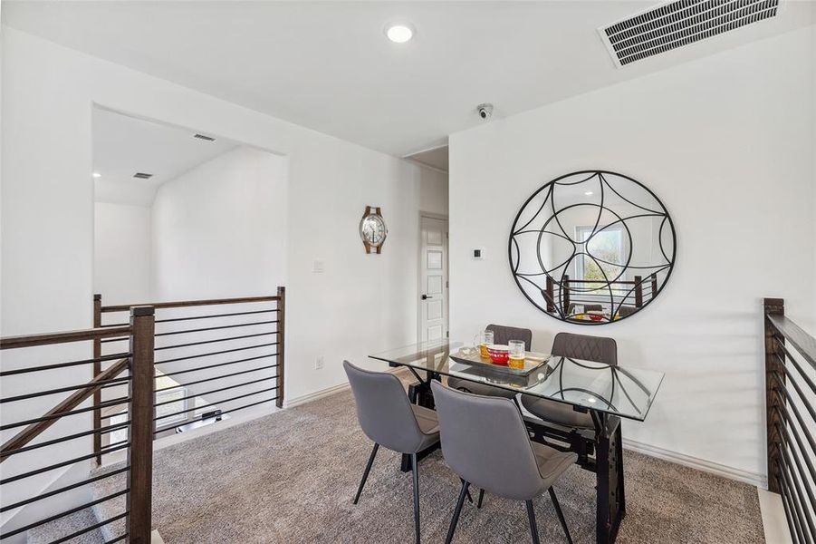 Dining area with carpet