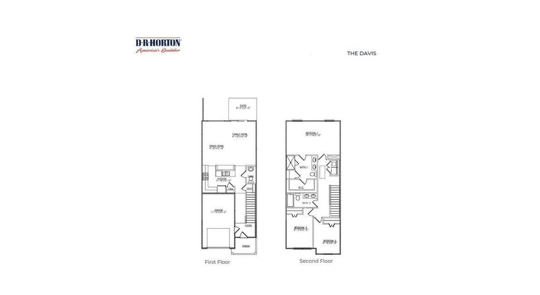 2D floor plan layout of this home in Carolina Groves Townhomes, Moncks Corner, SC (Image 1).