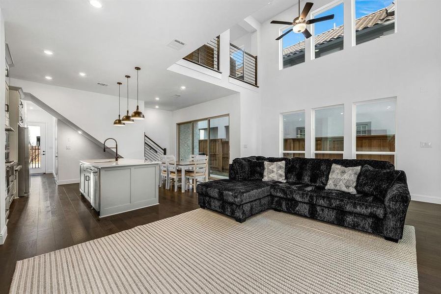 Furnished interior view inside a new home in Fields Villas - Darling Homes, Frisco (Image 5). Furnished interior view inside a new home in Fields Villas - Darling Homes, Frisco (Image 5).