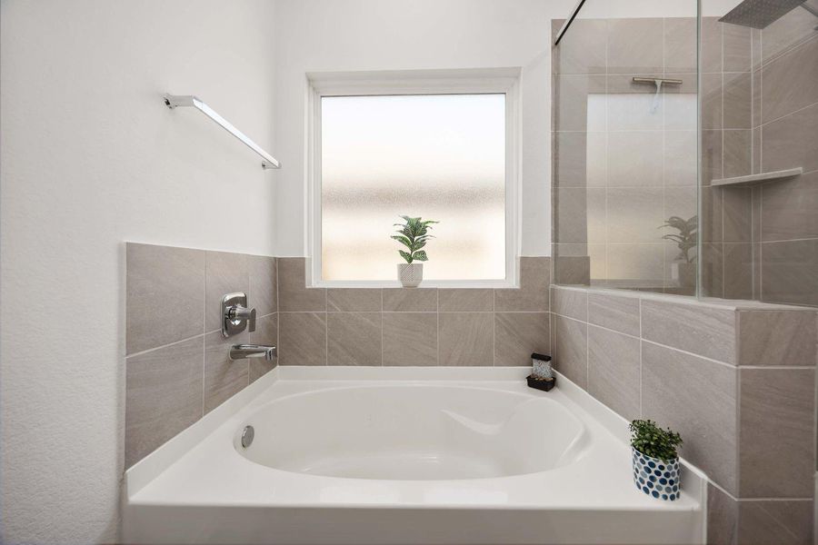 Relaxing soaking tub and separate glass shower Relaxing soaking tub and separate glass shower