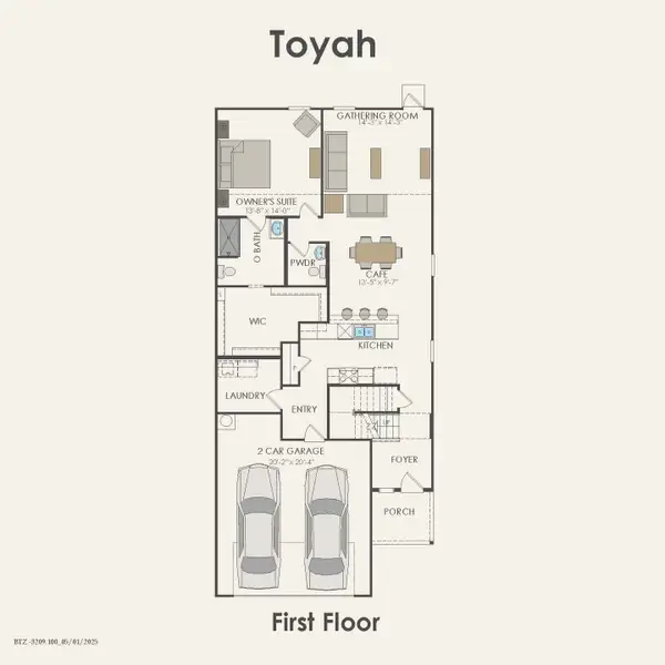 2D floor plan layout for the Toyah by Centex in Cottonwood, Howe, TX (Image 3).