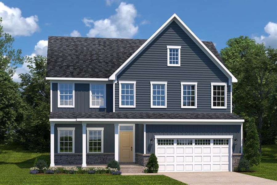 Representative exterior photo of a completed home built from the Greenwood by Ryan Homes in Hope Pointe Single Family Homes, North Myrtle Beach, SC (Image 2).