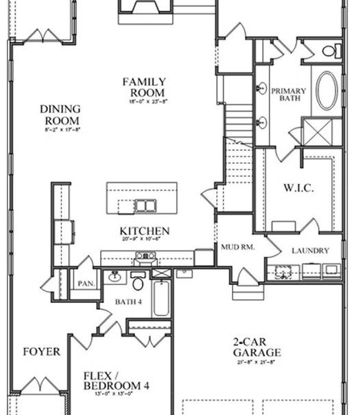 2D floor plan layout for the Trenton B by Bercher Homes in Malone's Pond, Ball Ground, GA (Image 2). 2D floor plan layout for the Trenton B by Bercher Homes in Malone's Pond, Ball Ground, GA (Image 2).