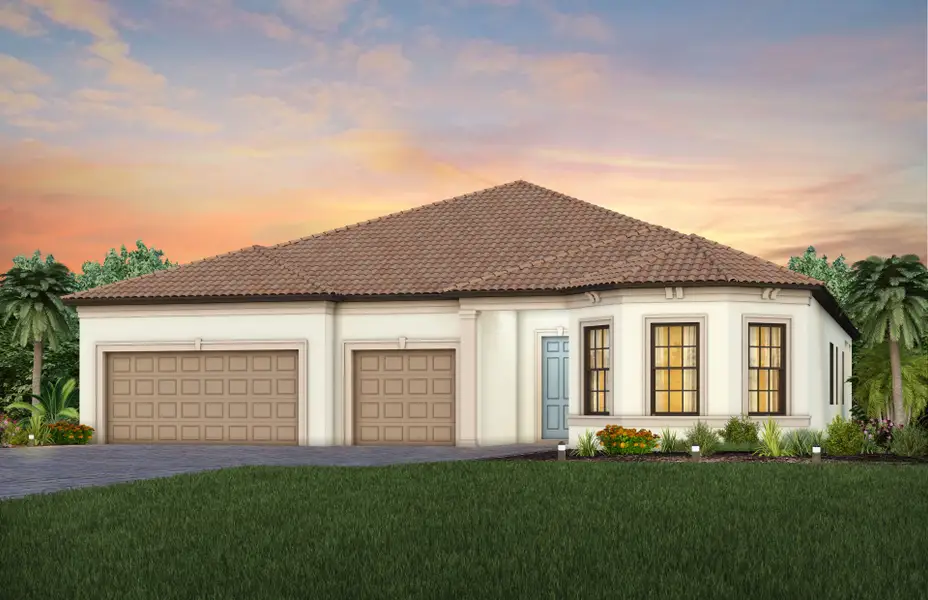 Front exterior of a new home in Terreno, Naples, FL, highlighting curb appeal (Image 1). Front exterior of a new home in Terreno, Naples, FL, highlighting curb appeal (Image 1).