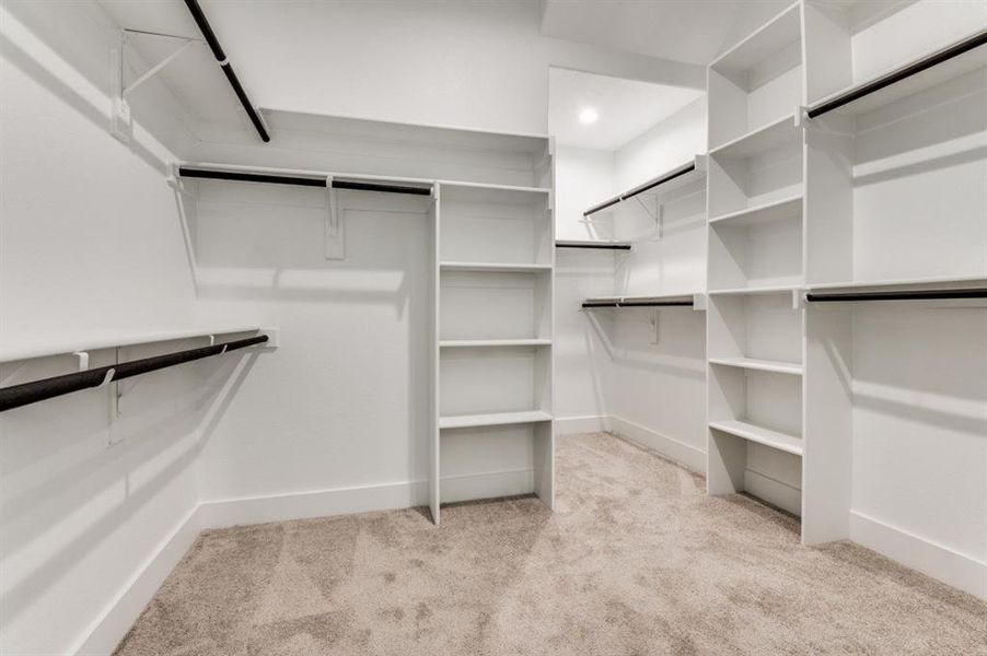 Spacious closet with light carpet Spacious closet with light carpet