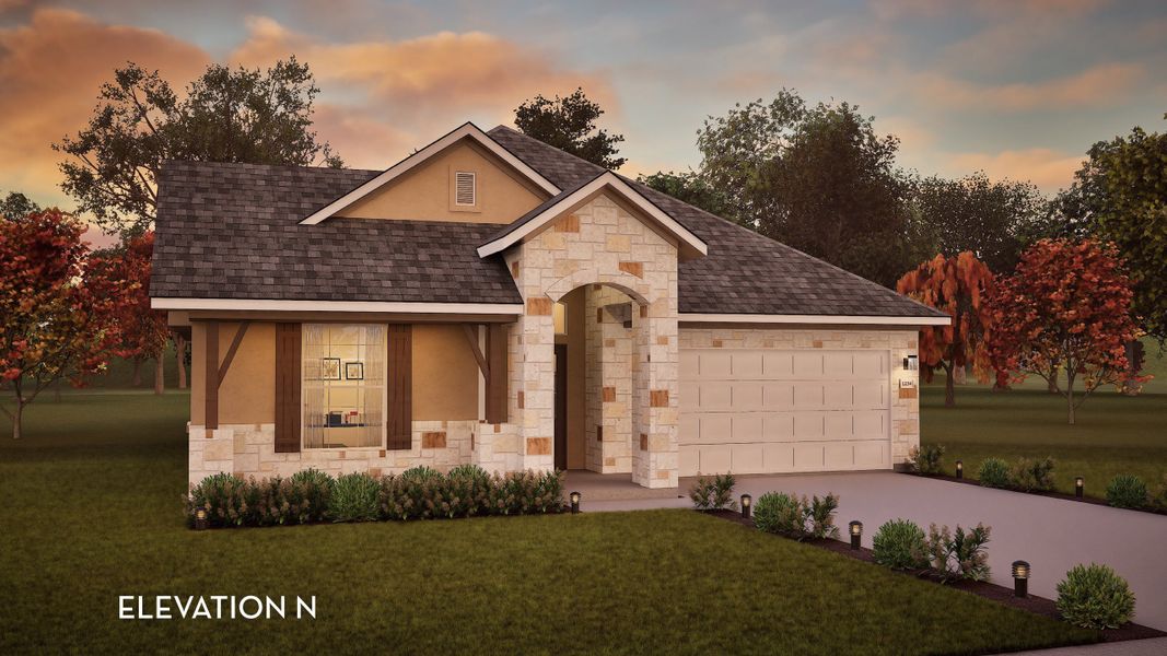 Representative exterior photo of a completed home built from the Glenwood by CastleRock Communities in Lariat, Liberty Hill, TX (Image 19).