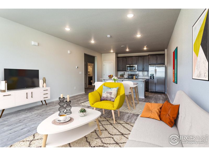 EXAMPLE PHOTO: LIVING ROOM, DINING ROOM AND KITCHEN