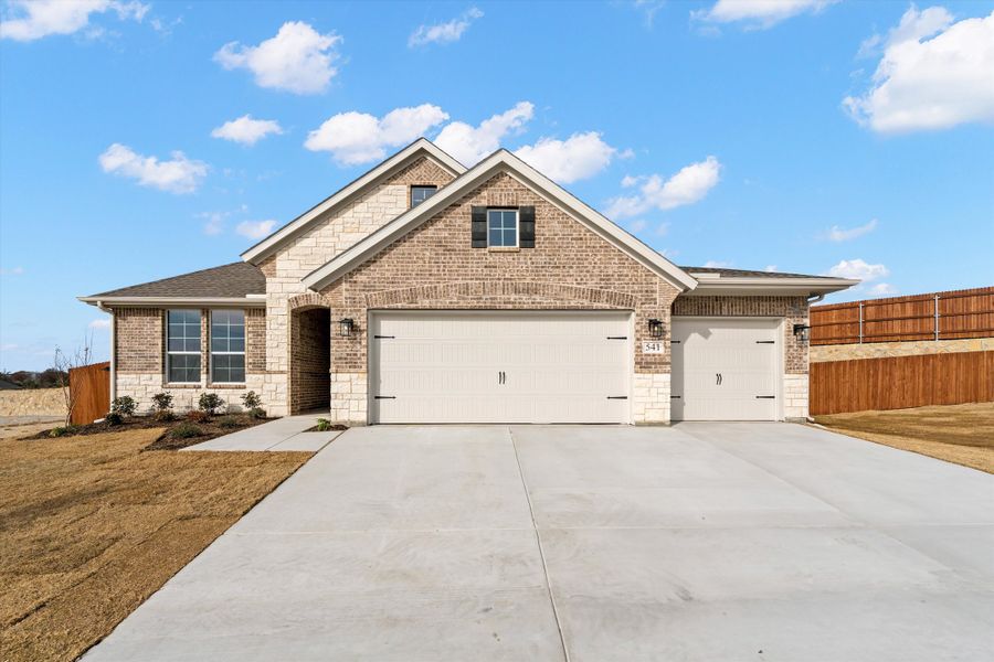 Front exterior of a new home in Waterford Park, Weatherford, TX, highlighting curb appeal (Image 20).