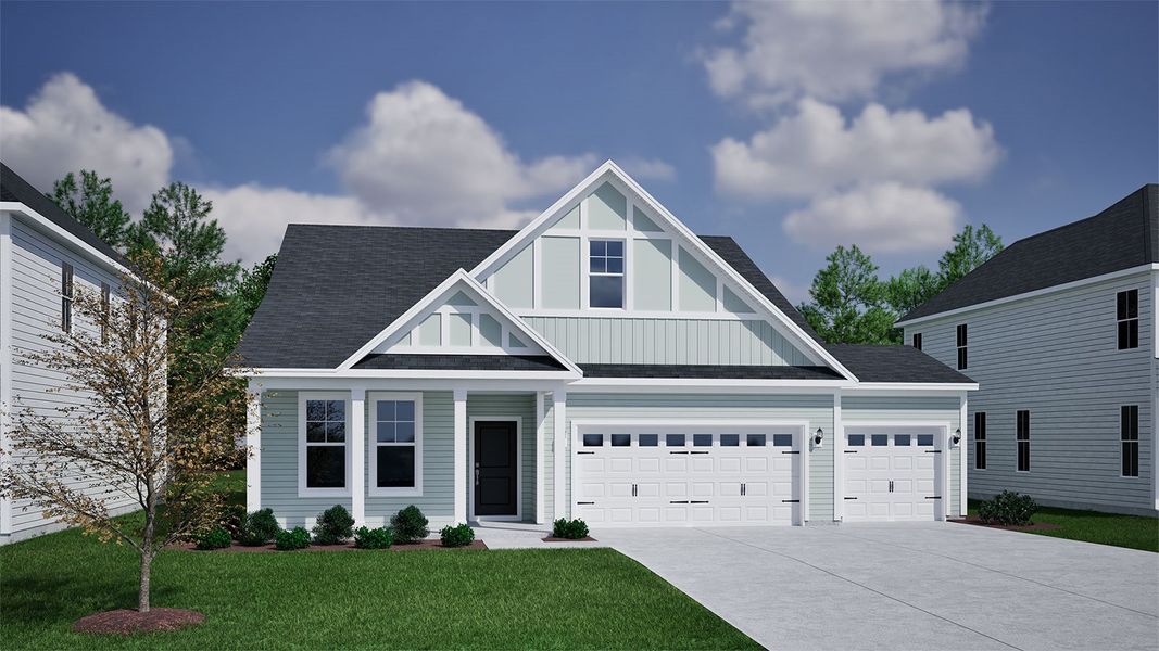 Representative exterior photo of a completed home built from the Davis - Vanguard Collection by Mungo Homes in Ovation at Sweetbrier, Durham, NC (Image 5).