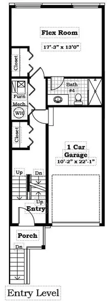 2D floor plan layout for the The Keswick Townhome (Interior Viewout) by Norfolk Homes in Bristol Ridge Townhomes, Ann Arbor, MI (Image 4).