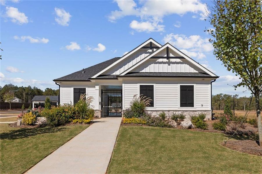 Front exterior of a new home in Reserve at Gum Springs, Jefferson, GA, highlighting curb appeal (Image 18). Front exterior of a new home in Reserve at Gum Springs, Jefferson, GA, highlighting curb appeal (Image 18).