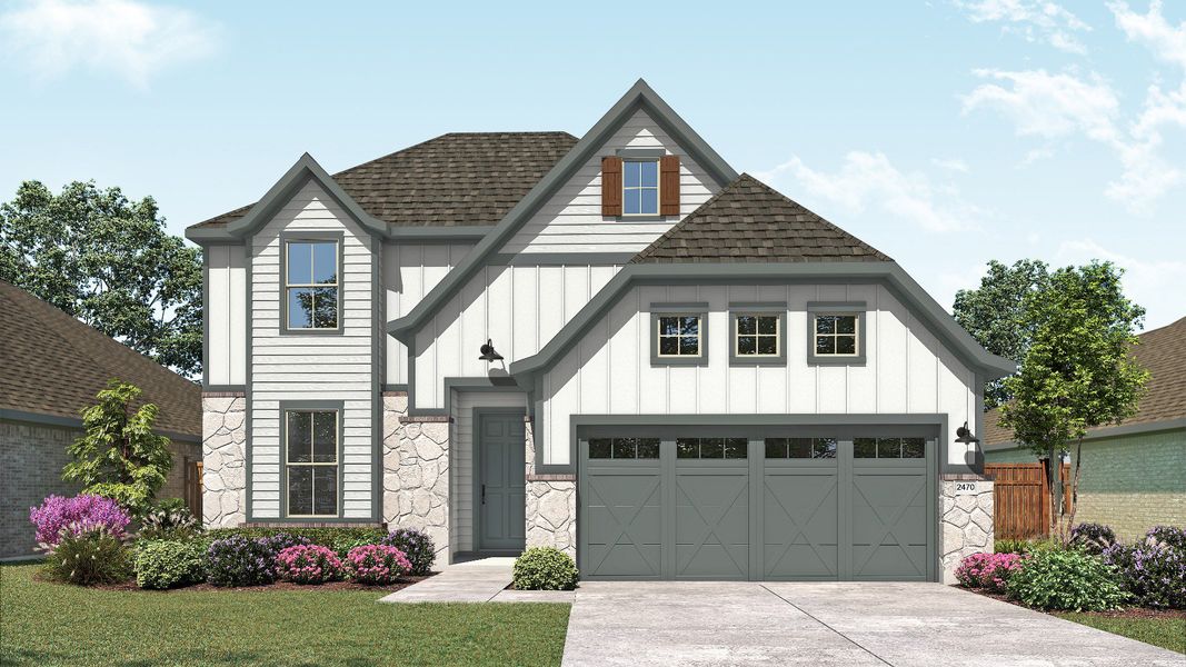 Representative exterior photo of a completed home built from the Hickory by DRB Homes in Heritage Mill, Hutto, TX (Image 2). Representative exterior photo of a completed home built from the Hickory by DRB Homes in Heritage Mill, Hutto, TX (Image 2).